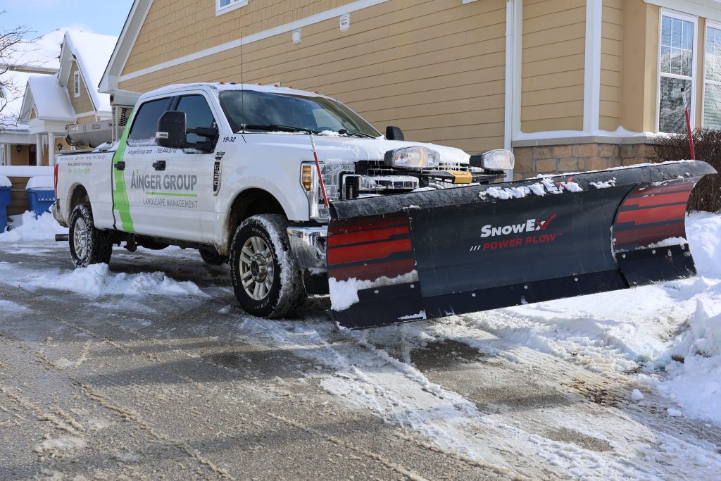 Ainger commercial plow truck ready for snow removal in Collingwood Ontario