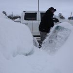 Ainger Snow Removal crew clearing deep snow for a commercial property in Collingwood