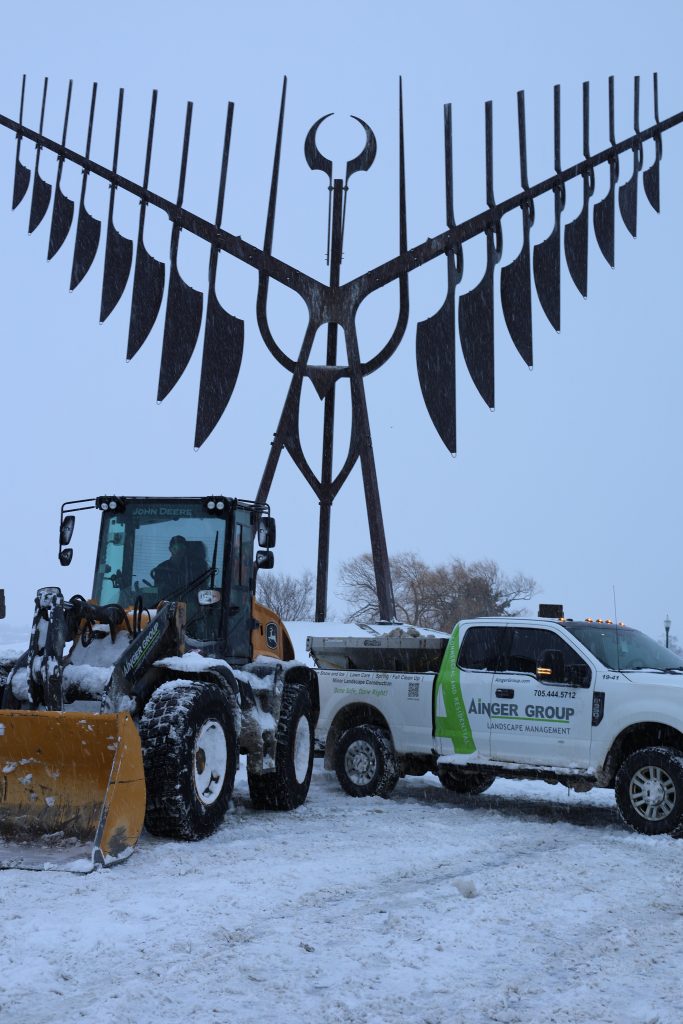 Commercial snow removal equipment prepared for winter service in Barrie Ontario