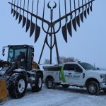 Ainger commercial snow removal equipment operating in Barrie Ontario