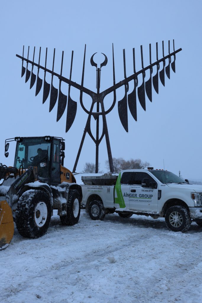 Ainger commercial snow removal equipment operating in Barrie Ontario