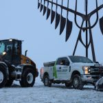 Ainger commercial snow removal equipment working in Barrie Ontario