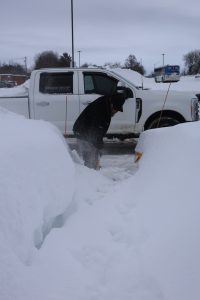 Commercial walkway snow clearing during winter in Collingwood Ontario